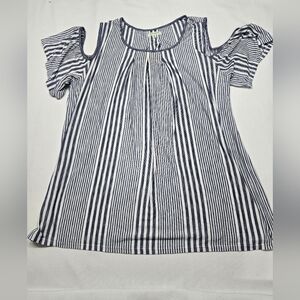 Max Studio Plus Size 1X Striped Cold Shoulder Top Blouse